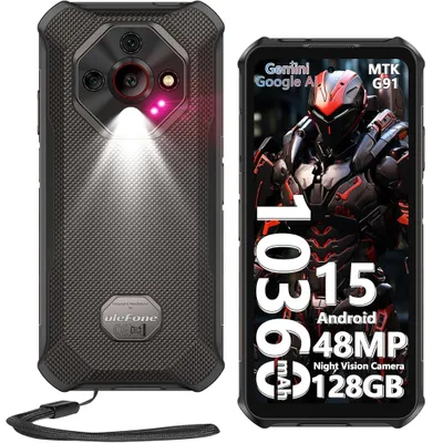 Produktbild von Ulefone Armor X16 Outdoor Handy Android 15,12GB+128GB/2TB 10360mAh,6.56" 48MP mit Flashlight,Octa-Dome-Design/3 Card Slots/NFC/IP68/IP69K,Schwarz