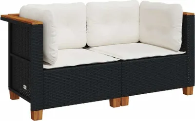 Produktbild von Garten-Ecksofas mit Kissen 2 Stk. Schwarz Poly Rattan