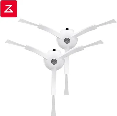 Two white side brushes for a robotic vacuum cleaner are shown against a white background.