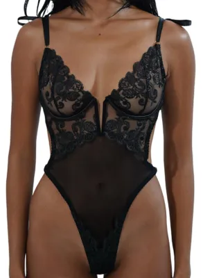 Produktbild von Dessous Body für Damen, DAPHNE – Schwarz Bodysuit, Dessous set, Unterwäsche
