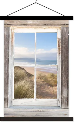 Produktbild von MuchoWow® Textilposter Strand - Meer - Blick 120x180 cm mit schwarzem Rahmen - Fotos
