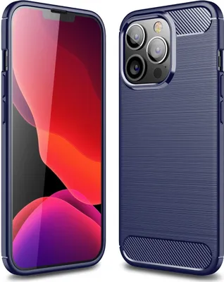 Produktbild von Mobigear Brushed Slim iPhone 14 Pro Hülle Flexibles TPU Backcover - Blau