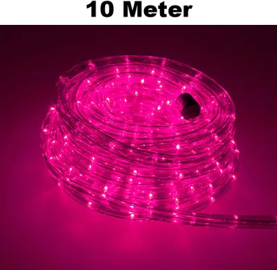 Produktbild von Trade-Shop LED Lichtschlauch Komplett Set mit Zubehör Lichterkette Beleuchtung Pink 10 Meter F3 LED für Drinnen/Draußen Weihnachten Beleuchtung Dekoration Lichterschlauch