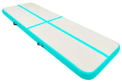 Produktbild von Aufblasbare Gymnastikmatte - Air Track Balance Beam - 400x100x20 cm - PVC Trainingsmatte mit Pumpe - Armeegrün