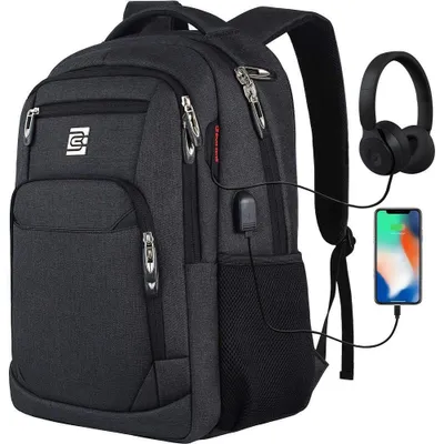 Produktbild von Laptop-Rucksack 18 Zoll, Wasserdicht, Mit USB-Ladeanschluss Und RFID-Fach, Für Arbeit Und Universität