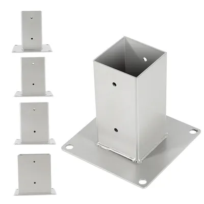 Zdjęcie produktu dla 4x przykręcana tuleja metalowy słupek kotwiący wspornik słupka do przykręcenia do ogrodzenia wspornik tulei płyta podstawy 70x70mm