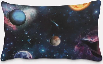 Produktbild von SCHÖNER LEBEN. Kissenhülle Samt Planeten Weltall blau bunt Größe 60x80cm (HxB) 60x80cm (HxB) Größe