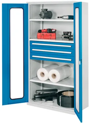 Produktbild von Kappes Schwerlastschränke ohne Mitteltrennwand 1950x1000x600mm Modell 43 Sichtfenstertüren enzianblau