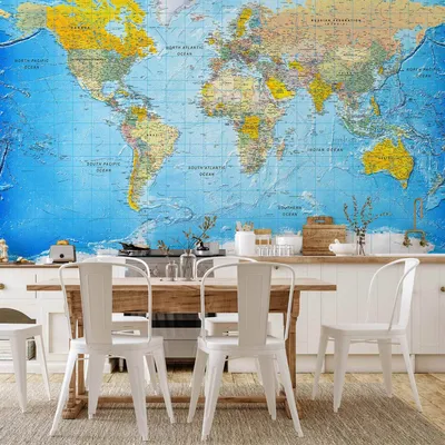 Produktbild von Vlies Fototapete - World Classic Map 350x245 cm Karten k-A-0109-a-a