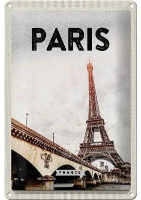 Produktbild von Blechschild Reise 20x30cm Paris Frankreich Eiffelturm Tourismus