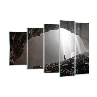 Produktbild von Bilder auf glas - 5 Teile - Höhle Morgendämmerung Frau - 150x100cm - Glasbilder - Wandbilder - Bilder - Wanddekoration aus Glas - Glas Bilder - Wandbild auf Glas - GEG150x100-4468