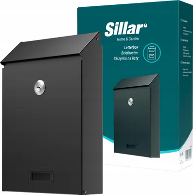 Obrázek produktu pro Sillar: Poštovní schránka C5 Černá poštovní schránka 26 × 18,3 × 5,2 cm ve formátu C5, z pozinkované oceli s práškovým nástřikem. Odolná proti povětrnostním vlivům a UV záření.