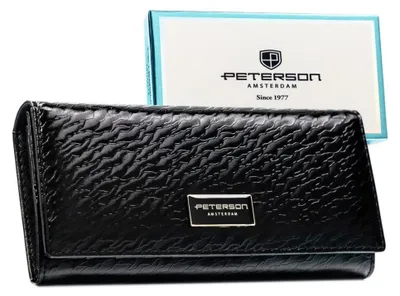 Obrázok produktu pre Peterson dámska peňaženka z prírodnej a ekologickej kože čierna RFID 18,5 cm