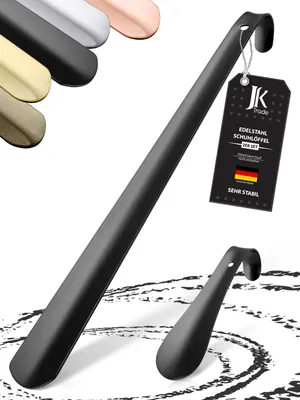 Produktbild von JK Trade® 2er Set STABILE Edelstahl Schuhlöffel Schwarz | 15 & 42cm | Schuhanzieher Edelstahl Kurz & Lang | Schnell & Einfach | ideale Länge & Breite