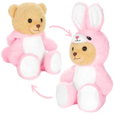 Image de BRUBIES Teddy Hase - Ours en peluche de 25 cm en costume de lapin avec capuche - Cadeau pour enfants - Peluche pour des aventures douillettes