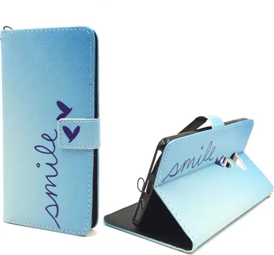 Produktbild von Handyhülle Tasche für Handy Huawei Mate S Schriftzug Smile Blau