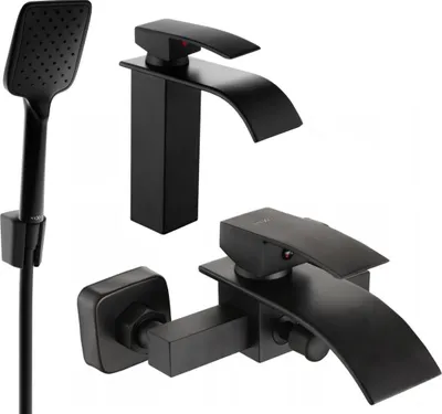 Image de Aries R62 Mélangeur lavabo et baignoire avec accessoires, noir (744803R62-70)