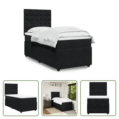 Produktbild von The Living Store Boxspringbett mit Matratze Schwarz 80x200 cm Samt