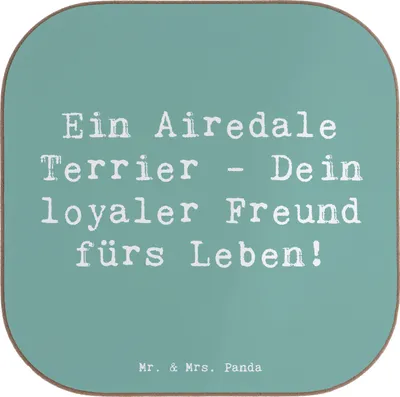 Produktbild von Mr. & Mrs. Panda Untersetzer für Gläser Spruch Airedale Terrier - Meeresbrise - Geschenk, Hunderasse, Design, gläseruntersetzer, hundeerziehung, Familienhund, Hunderassen