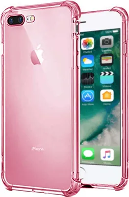 Image de Smartphonica iPhone 7/8 Plus transparent
  housse en silicone antichoc avec bumper - Rose clair