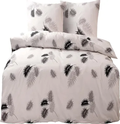 Produktbild von Bettwäsche 100% Baumwolle 200x200 cm Renforce Feder Schwarz Grau Weiß Wendefunktion 3 tlg