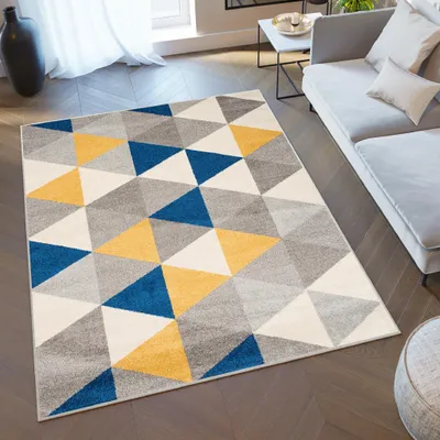 Obrázok produktu pre Tapiso Koberec LAZUR Modern Modrá Krémová Žltá Mládežnícka izba ÖKOTEX 300 x 400 cm