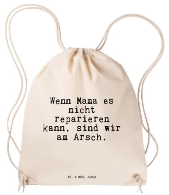 Produktbild von Mr. & Mrs. Panda Beutel Wenn Mama es nicht... - Transparent - Geschenk, Sportbeutel, Muttertag, Alleinerziehend, Sprüche, Spruch Weisheiten Zitate Lustig Weisheit Worte