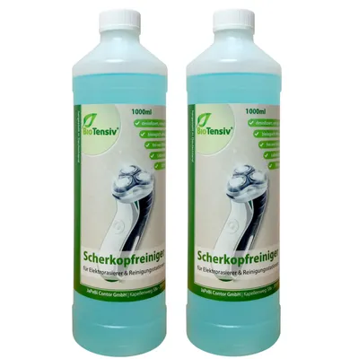 Produktbild von 2x 1 L Scherkopfreiniger BioTensiv f. Braun Reinigungskartuschen CCR Clean & Charge