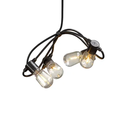 Produktbild von Konstsmide - LED Biergartenkette, klar, 40 klare Birnen / 80 bernsteinfarbene Dioden, 6V Außentrafo, schwarzes Kabel