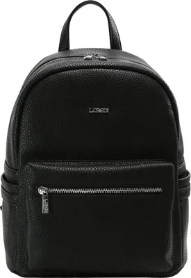 A black L.CREDI backpack is shown against a white background.