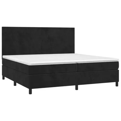 Image de vidaXL Lit boxspring avec matelas noir 200x200 cm velours