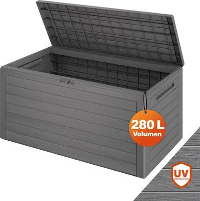 Immagine prodotto di CASARIA® Baule da Giardino XXL 280L Effetto Legno Cassapanca Richiudibile 116x43x55cm Box Multibox Contenitore Cuscini