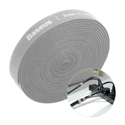 Image de Baseus Rainbow Circle Velcro - Organisateur de câbles en velcro 3m gris (ACMGT-F0G)