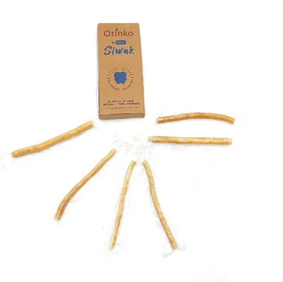 Produktbild von 100% Natürliche Miswak Zahnbürste für Weiße Zähne und Mundhygiene – Umweltfreundliche Siwak Holz Zahnbürste für Frischen Atem – Set aus 6 Nachhaltigen Zahnreinigungsstäben - ORINKO
