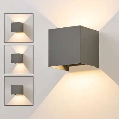 Produktbild von ZMH LED Wandleuchte Aussen 5W Grau Wandlampe Warmweiß Up Down Außenleuchte IP65 Wasserdicht  Außenlampe Treppenhaus Hauswand Aussenlampe Flur