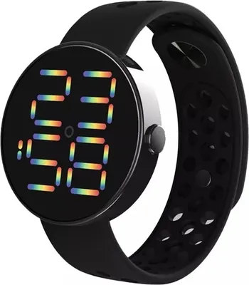 Produktbild von Round Silikonuhr Schwarz – Stylische und leichte Digitaluhr für jeden Anlass KP22392