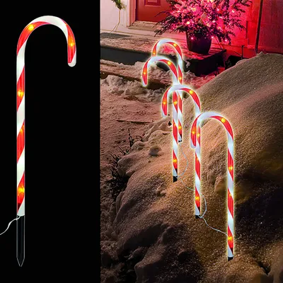 Produktbild von 4er Set LED-Gartenleuchtstäbe Zuckerstange IP 44