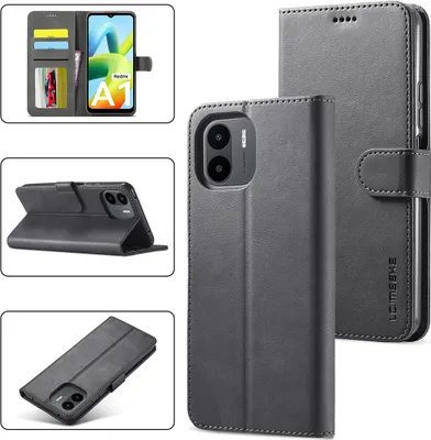 Image de Etui pour Xiaomi Redmi A1, étui en cuir avec fermeture magnétique et support, étui de protection noir