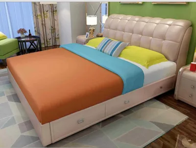 Produktbild von Bett Polster Design Luxus Doppel Hotel Betten Ehe Schlaf Zimmer Leder 180x200cm