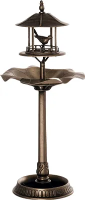 Image de Outsunny Bain d'oiseaux Abreuvoir pour Oiseaux jardinière 3 en 1 dim. Ø 50 x 113H cm polypropylène bronze antique