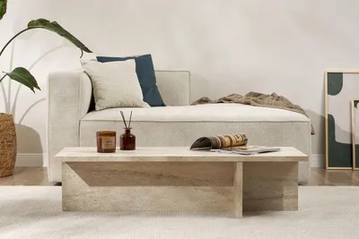 Produktbild von Skye Decor, Harbor - Travertine, Couchtisch, Travertin, 100 % Melaminplatte, 120 x 45 x 30 cm