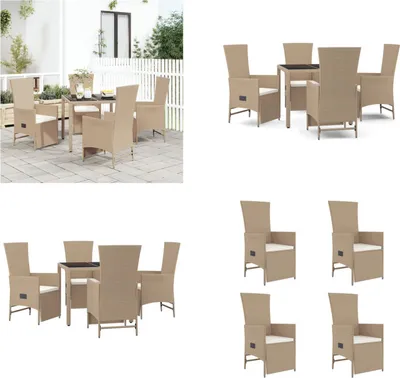 Image de vidaXL 5 pcs. Salon de jardin avec coussins Beige Poly Rotin - Salon de jardin - Salon de jardin - Salon Terrasse