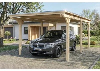 Produktbild von Einzelcarport SKAN HOLZ Emsland inkl. EPDM Folie, Pfostenanker 340 x 604 cm natur