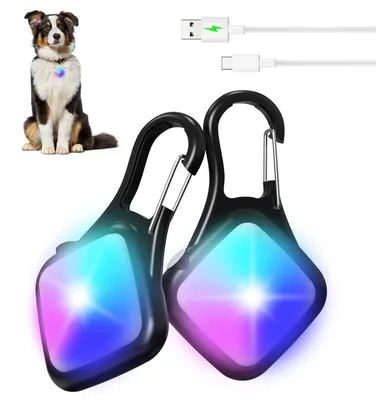 Produktbild von LED Hundelicht 2er Set, Hundehalsband Licht mit 4 Leuchtmodi, wiederaufladbar, wasserdicht, mit Karabiner, für Nachtspaziergänge