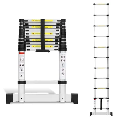 Productafbeelding van Vouwladder Telescopisch - 3,2 Meter Hoogte - Aluminium - Antislip