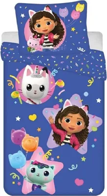 Obrázok produktu pre Gabby's Dollhouse Bettbezug Blau 140 x 200 cm - Polyester- 63 x 63 cm