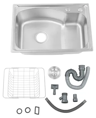 Immagine prodotto di Lavello da cucina, acciaio inox, vasca singola con scolapiatti, grigio chiaro