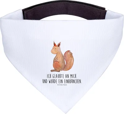 Produktbild von Mr. & Mrs. Panda Halstuch Einhorn Glauben - Weiß - Geschenk, Eichhorn, Eichhörnchen, Unicorn, Tuch, Hundehalstuch, Hundeschal, Einhörnchen, Einhörner, Hunde, Für