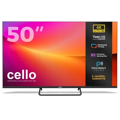 Produktbild von Cello 50 Zoll 4K UHD  (3840 × 2160) Smart LED Fernsher mit Triple-Tuner, Pitch Perfect Sound System,  WLAN, Bluetooth mit Tizen OS by Samsung