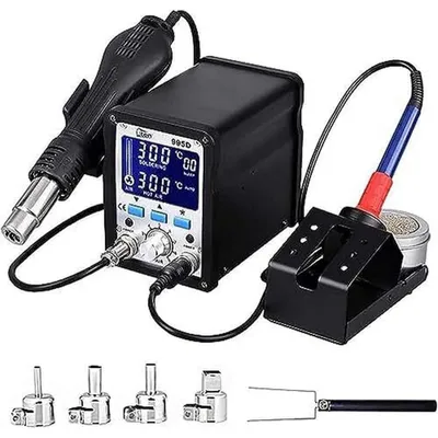 Image de Station de soudure à air chaud professionnelle, sans fer à souder, station numérique de pistolet à air chaud 720W